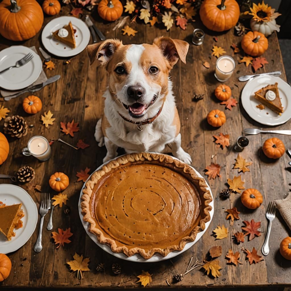 Dog Caught Red-Pawed in the Act of Pumpkin Pie Theft