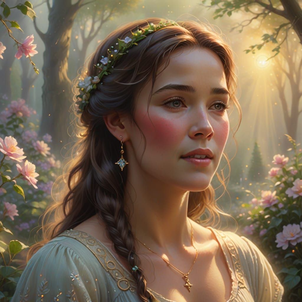 Ethereal Woman Singing in Golden Light