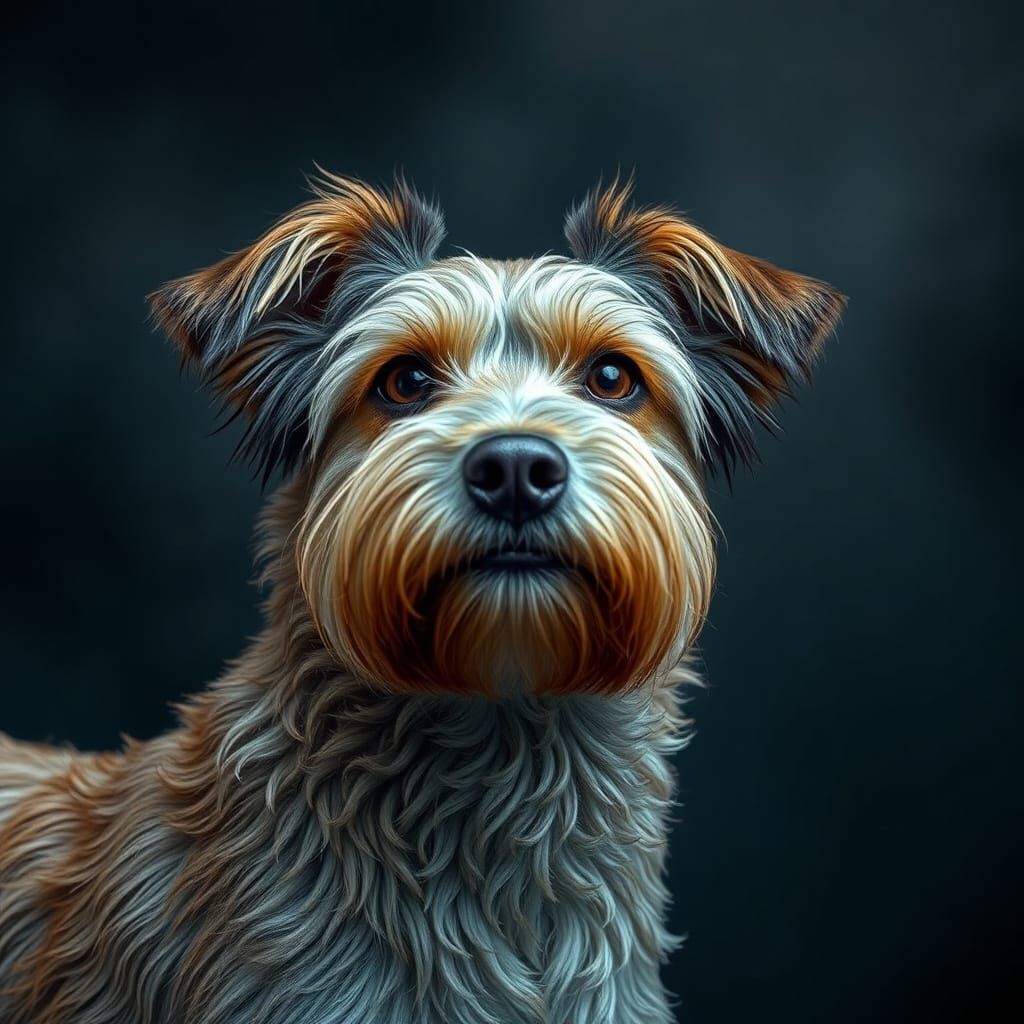 Dramatic Canine Portrait in Hyperrealistic HDR Style