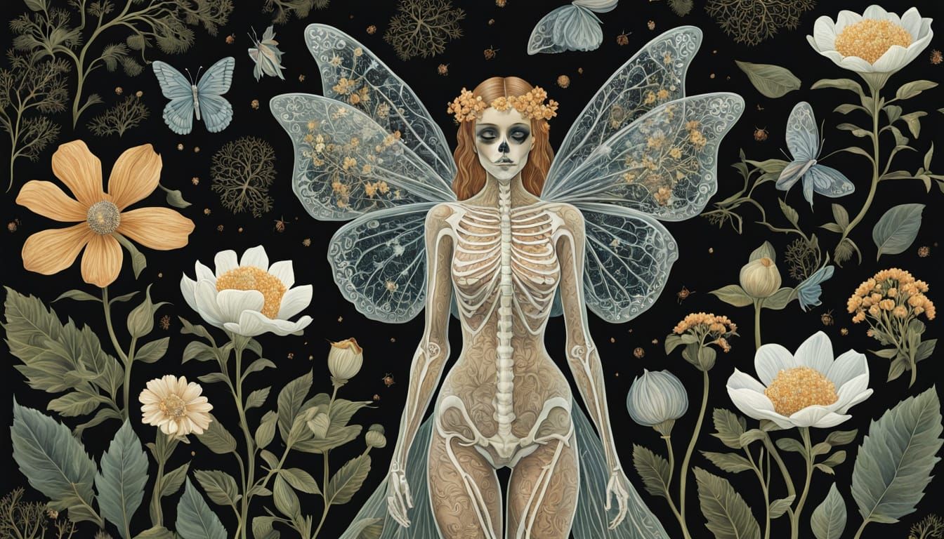 Women in Gustave Klimt-Inspired Majestic Floral Wings, Cradl...