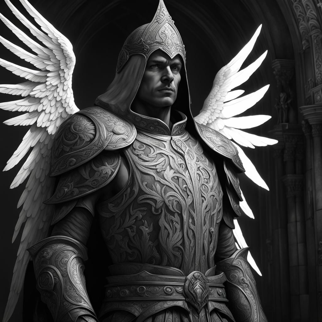 Armored Archangel Portrait in Dark Fantasy Style