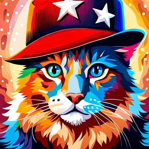 Colorful Cats in Hats Seamless Pattern