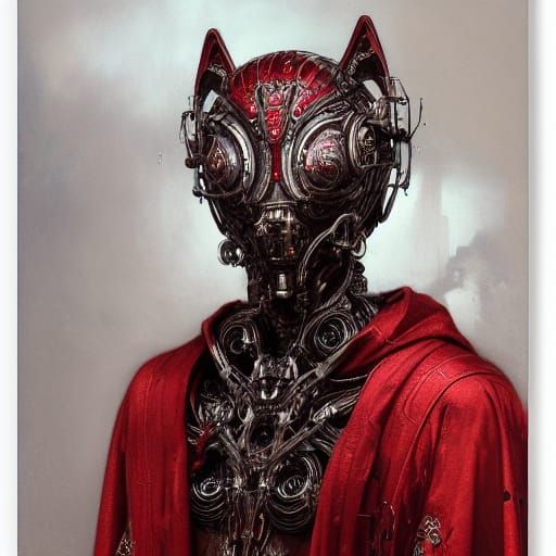 Cybernetic Cat Portrait in Biomechanical Style