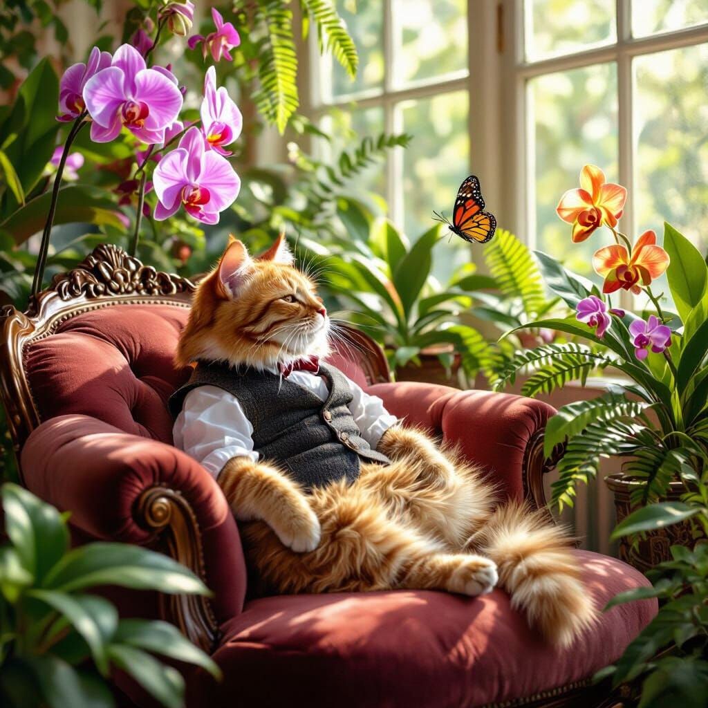 Ginger Cat in Waistcoat, Rembrandt Style