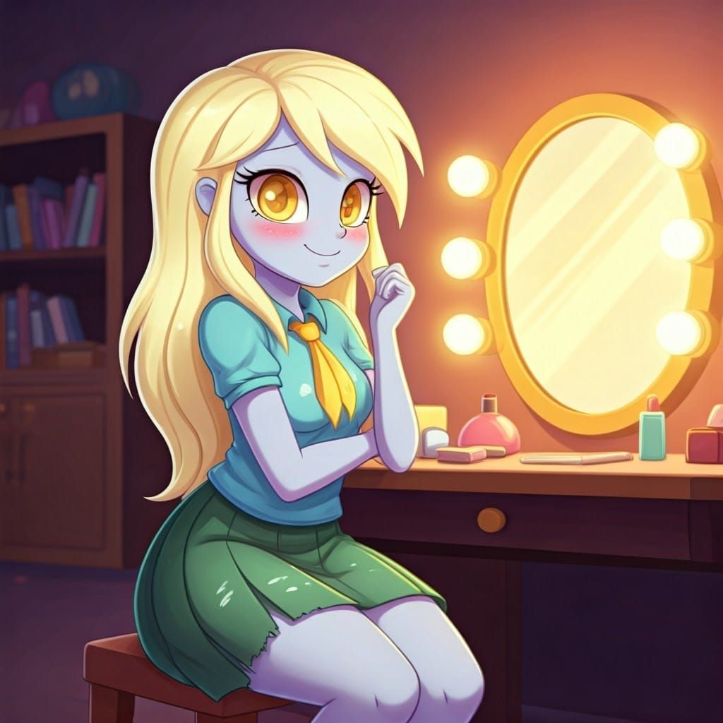 Derpy Hooves Giggles at Mirror in Canterlot High