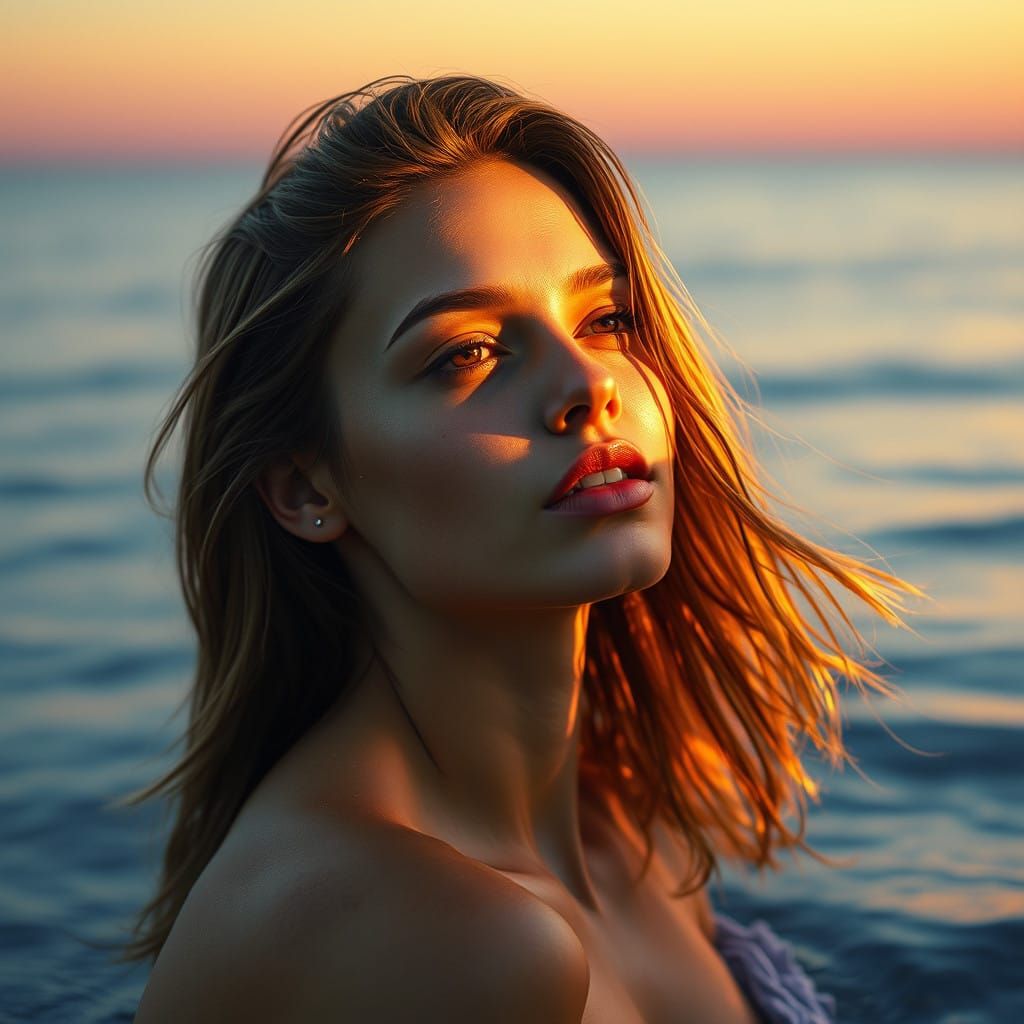 Serene Summer Goddess in Vibrant Splash Art