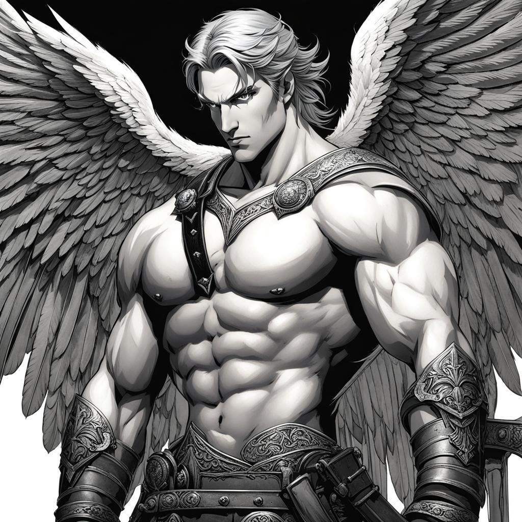 Muscular Warrior Angel with Two-Handed Sword