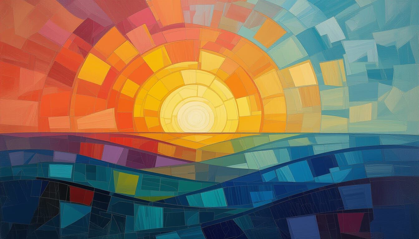 Expressionist Sunrise Painting with Hopeful Colors