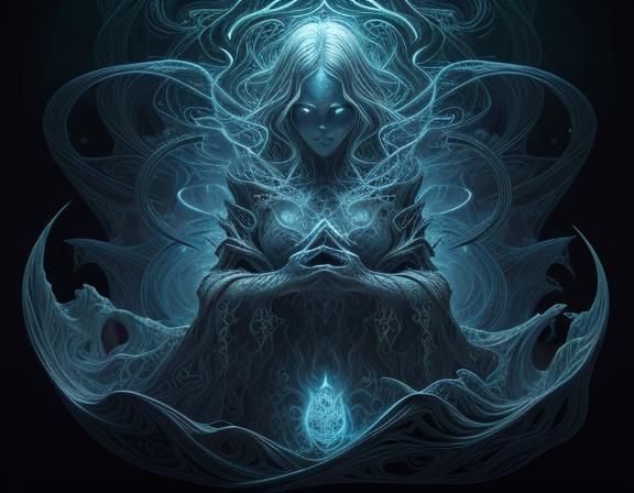Mystical Cosmic Figures in Dark Fantasy Style
