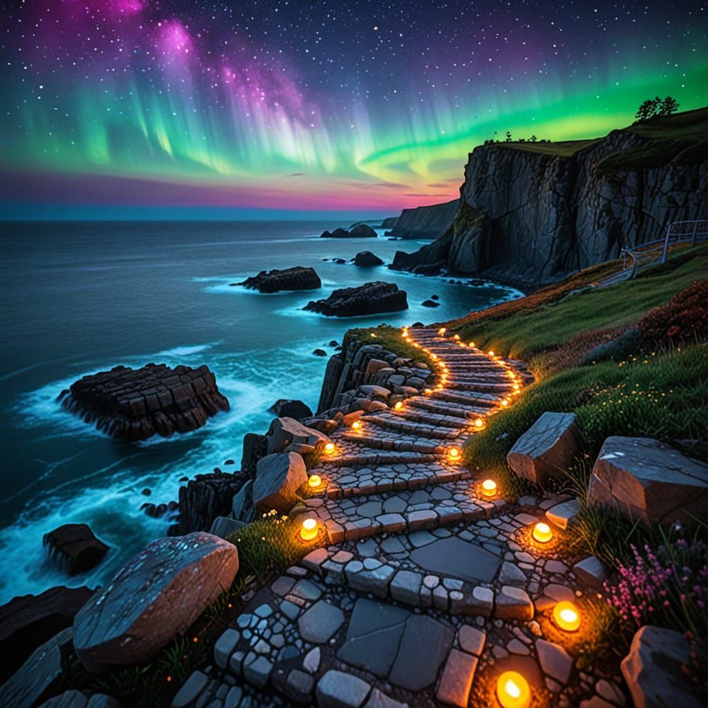 Ethereal Beach Portal in Whimsical Fantasy Style