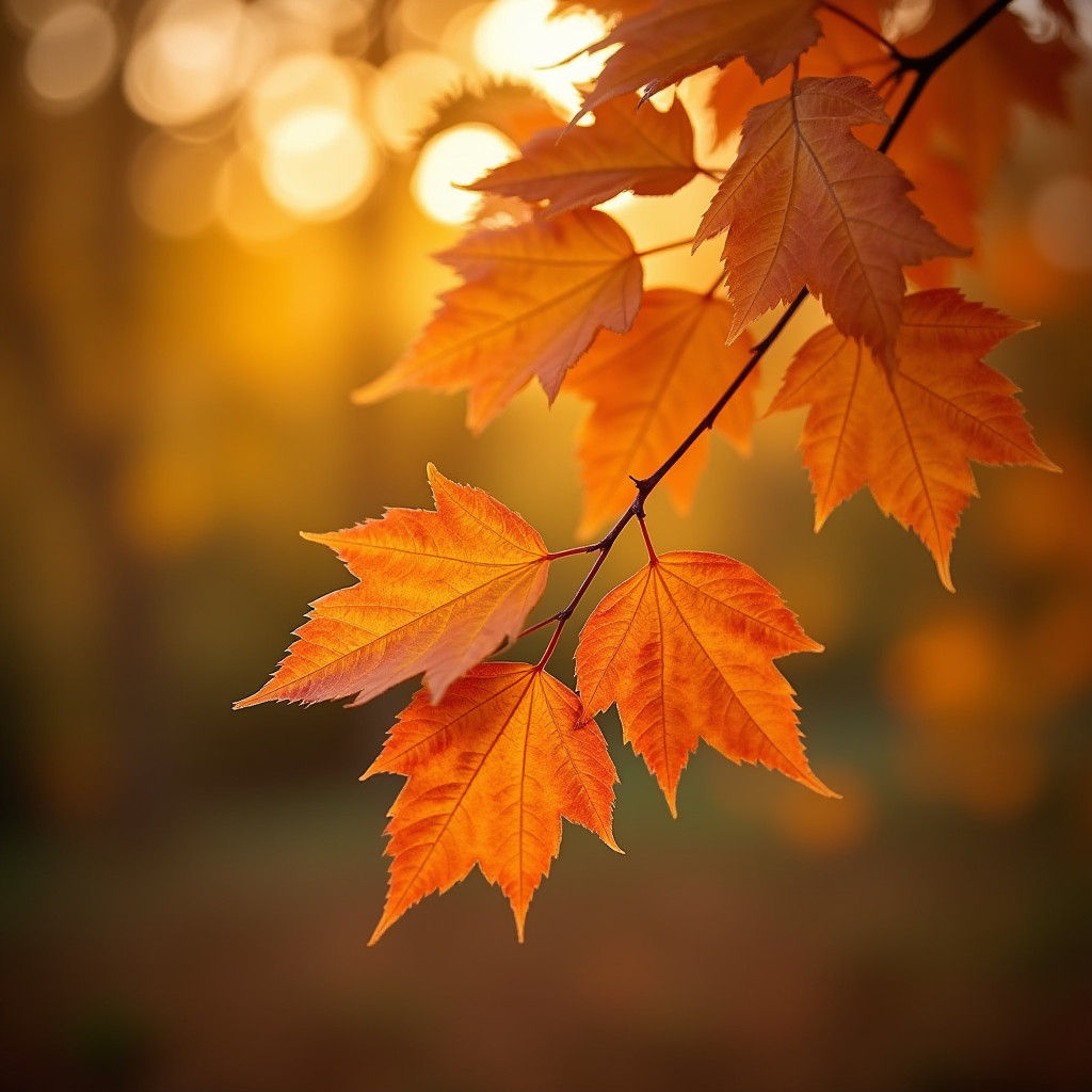 Golden Fall Leaves in Warm Light