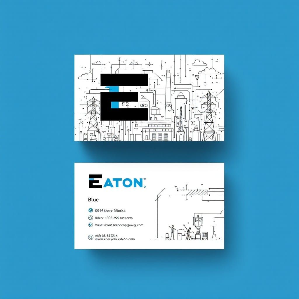 Eaton Blue Business Card Design in Modern Minimalist Style