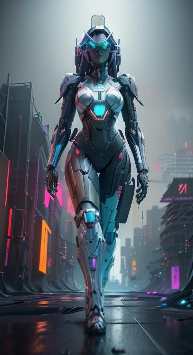 Nintendo Switch Girl in Cyberpunk Anime Style