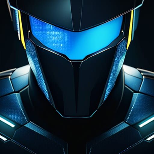 Glowing Blue Circuits in a Futuristic Robot Face Close-up