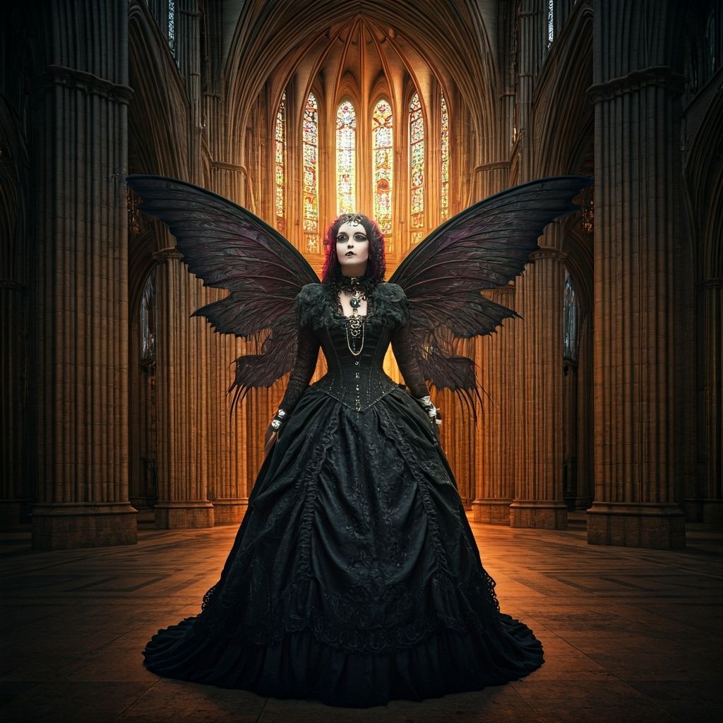 Gothic Fairy in Cathedral Sunlight, Hyper-Realistic