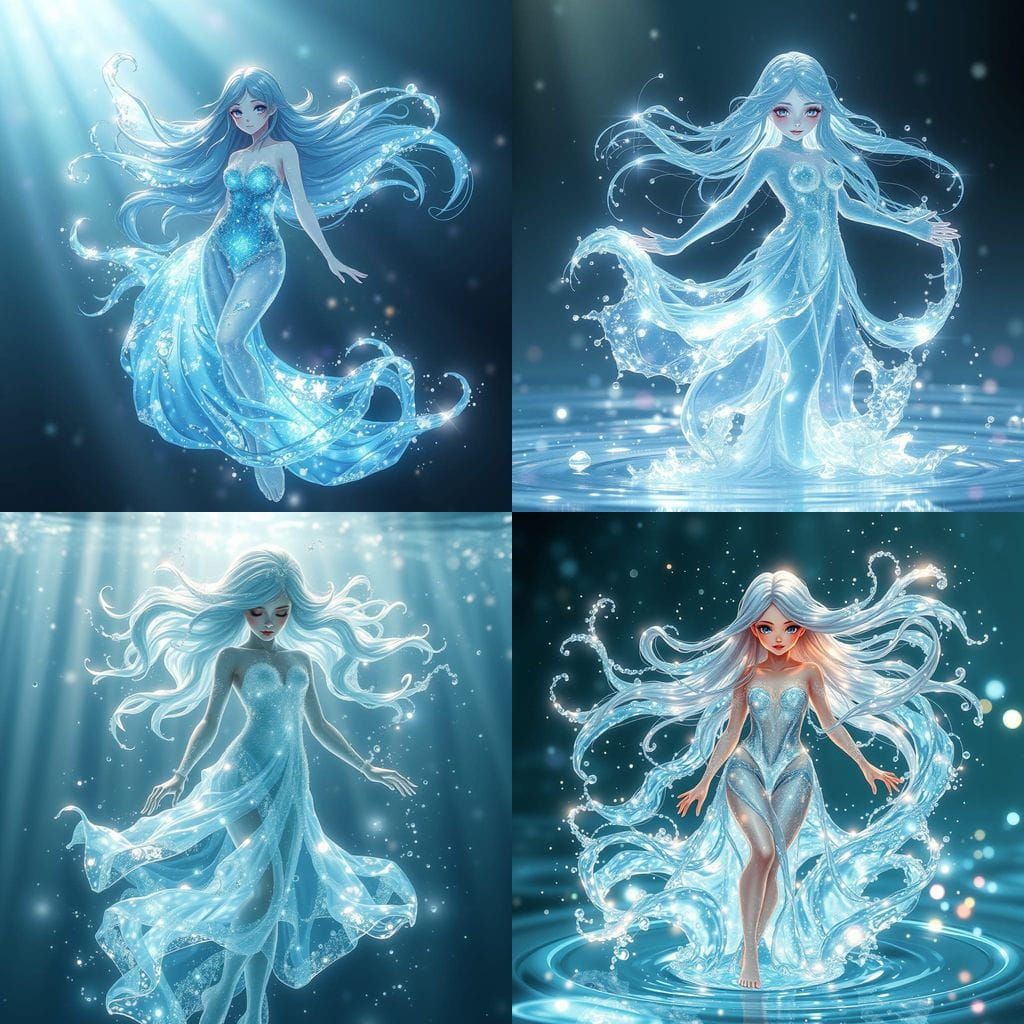 Serenely Glowing Water Goddess with Gentle Ripples and Soft ...