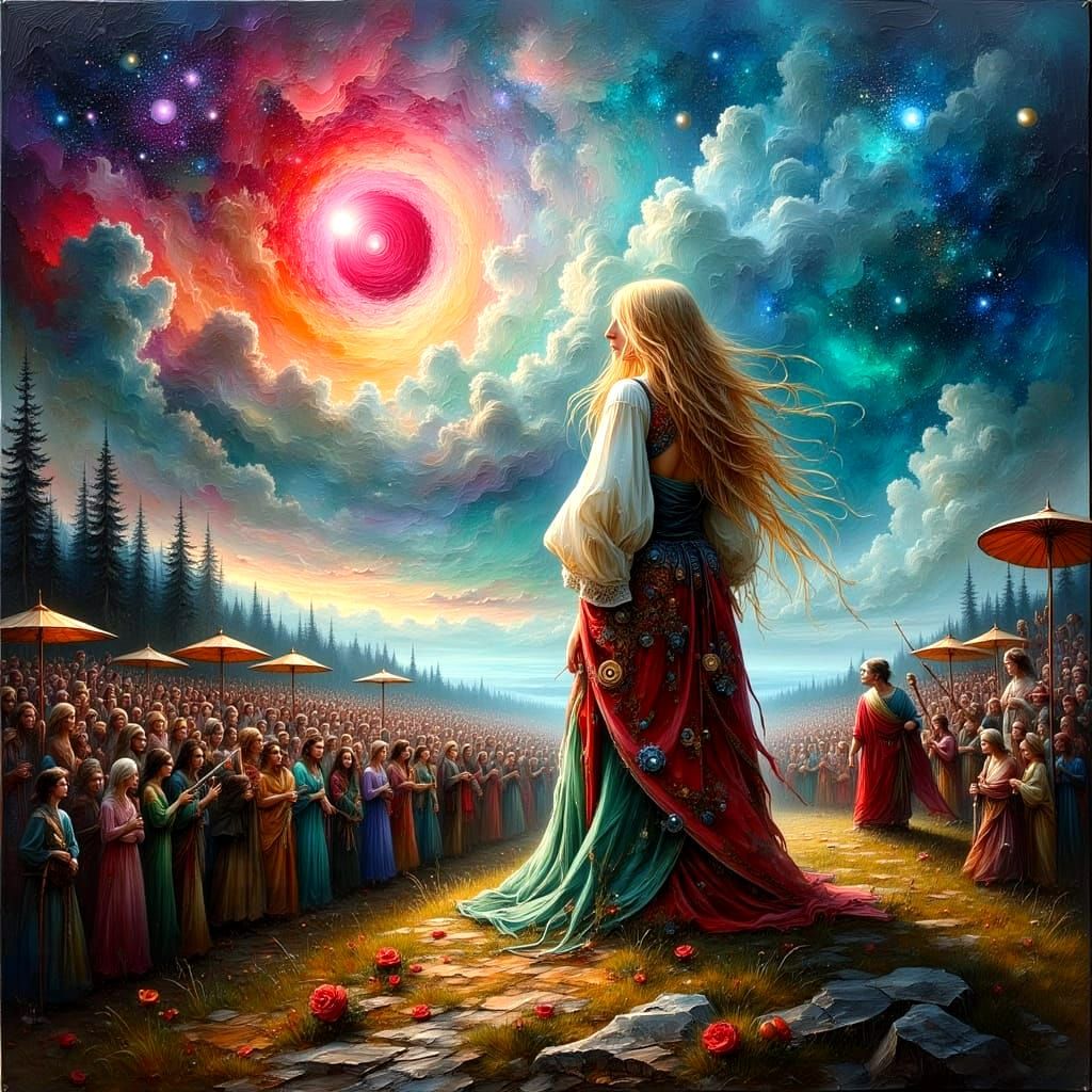 Folk Festival Band Performance in Impasto Oil