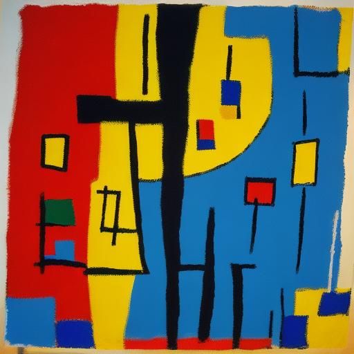 Abstract Painting in Mixed Modern Styles