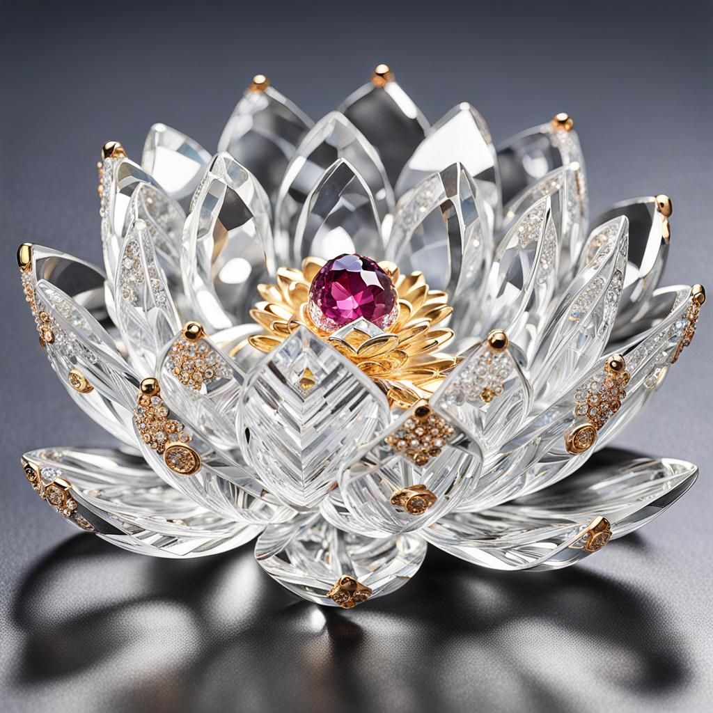 Delicate Crystal Lotus, Highly Detailed Swarovski