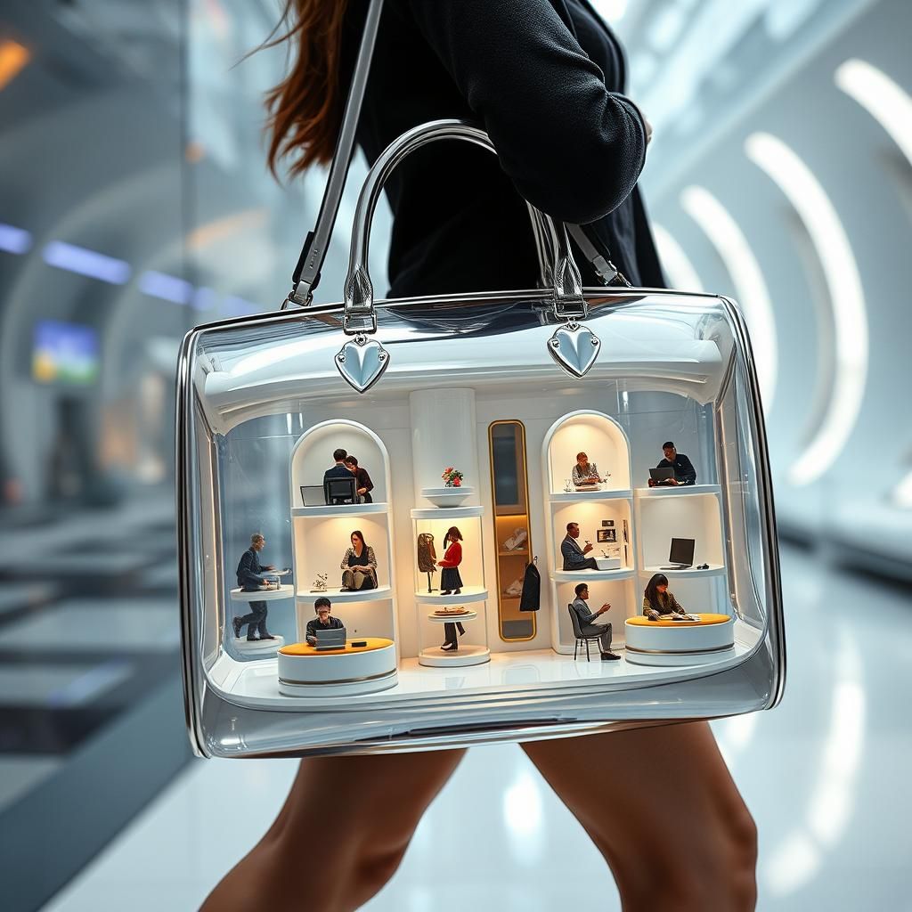 Woman's Handbag Reveals Miniature Futuristic Hotel