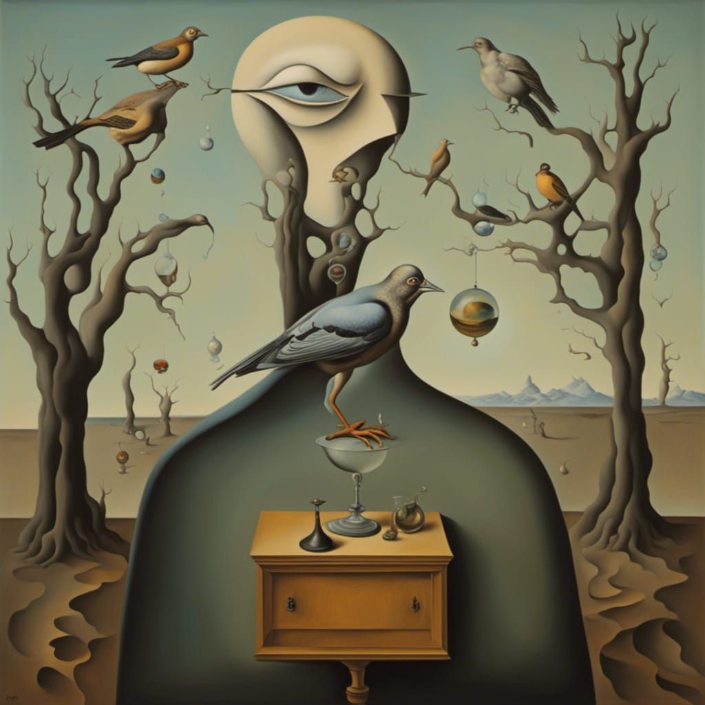Surreal Anthropomorphic Bird in a Dreamscape