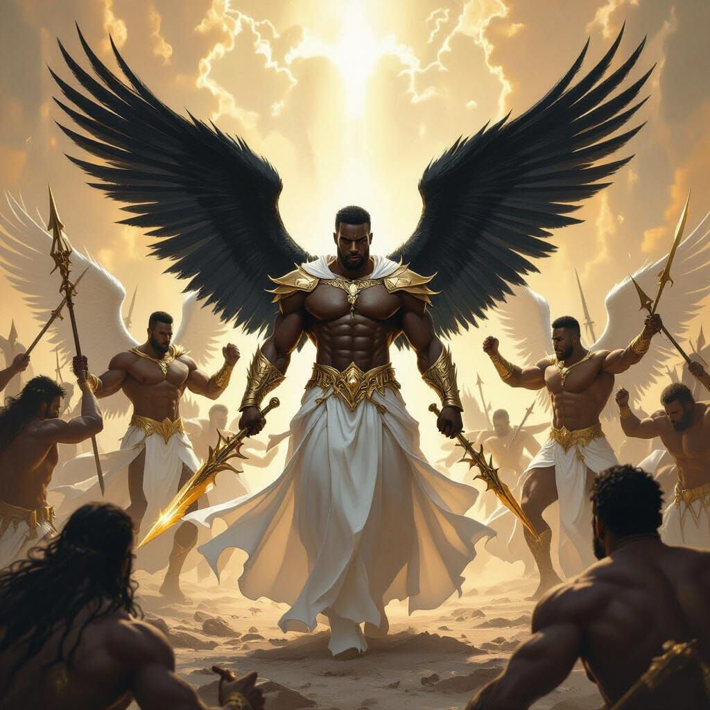 Angelic African American Warriors on an Etheric Battlefield