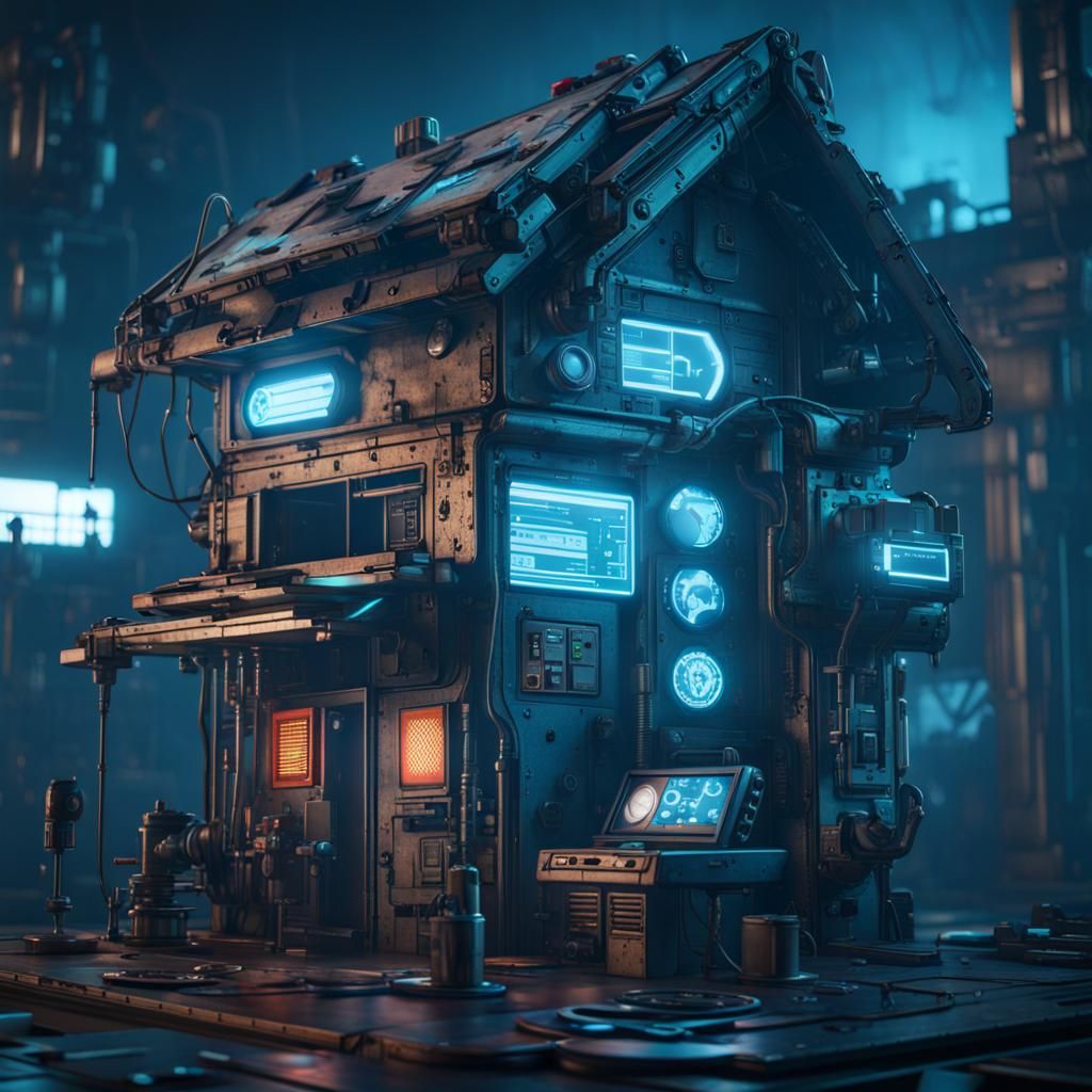 Cyberpunk Puppet Shack in Cybercore Style