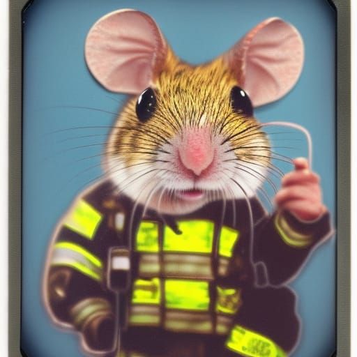 Firefightermice-working_4k_action ugly surrealism polaroid