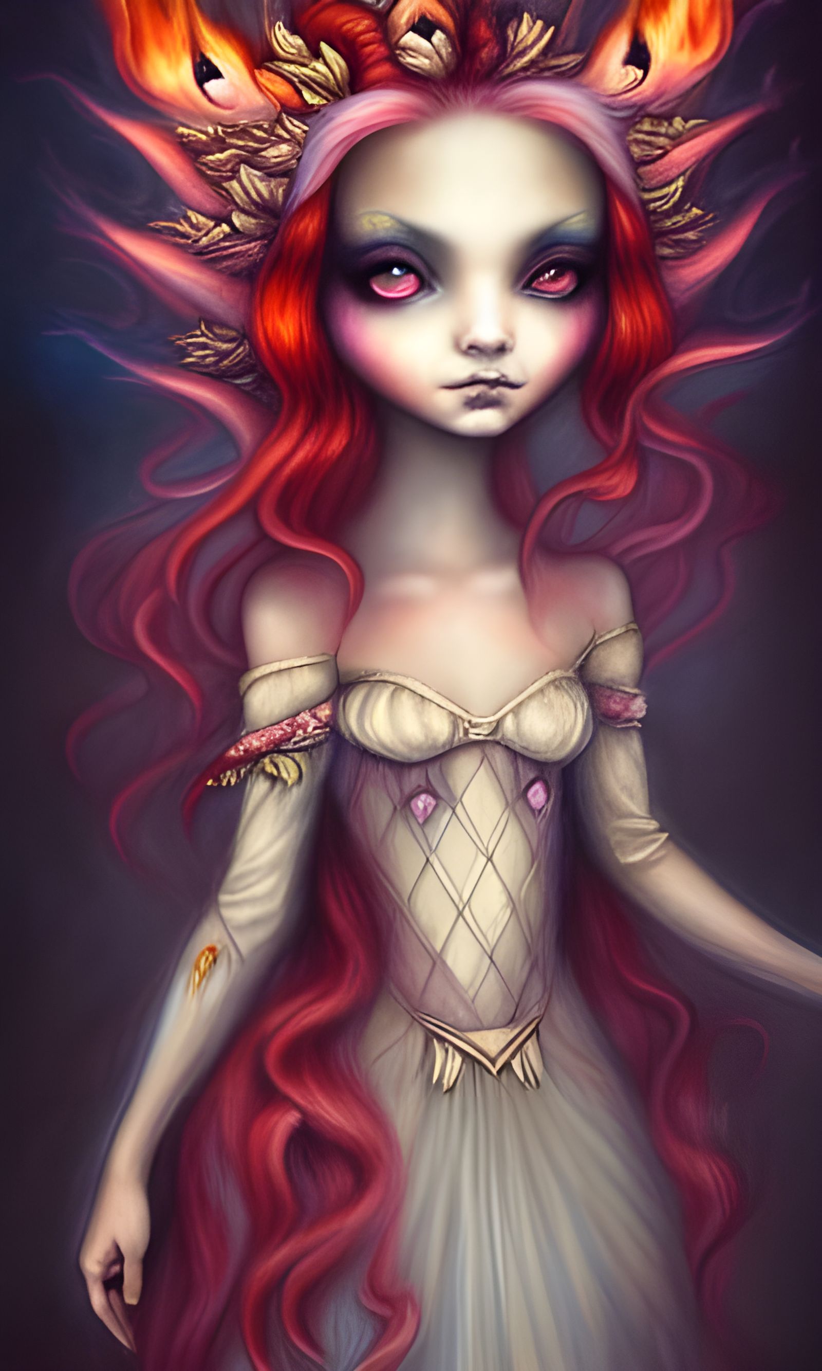 Mystical Fire Creature in Pop Surrealism Style