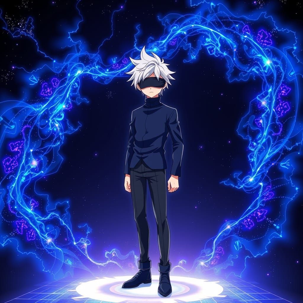 Anime-Style Hero in Infinite Space