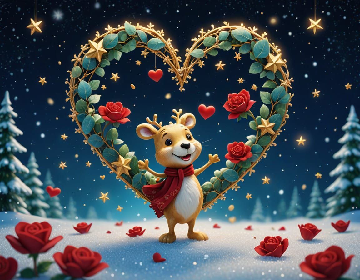 Surreal Heart of Joy in Velvet Red Roses