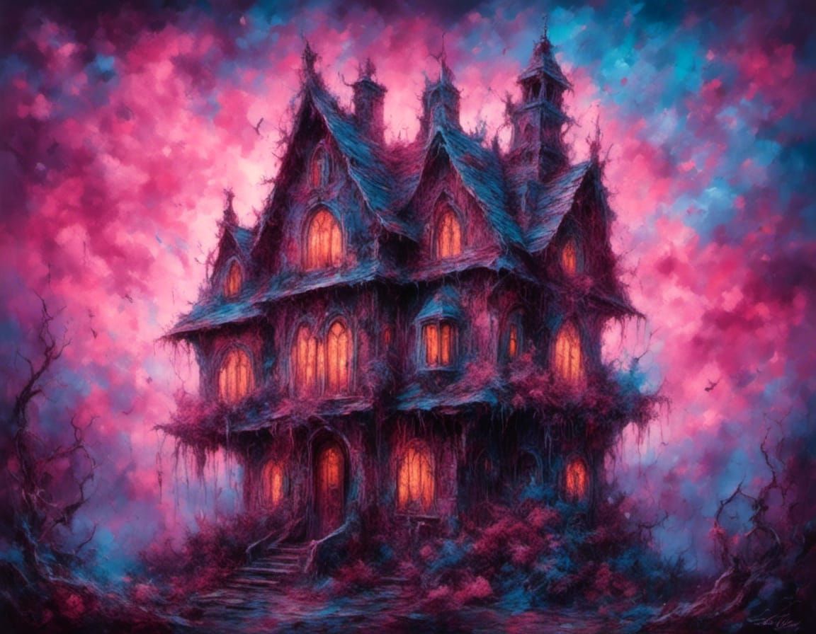 Surreal House in Pastel Twilight