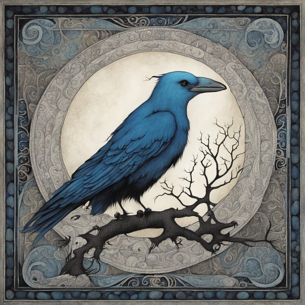 Goth Girl with Crow: Surreal Digital Art