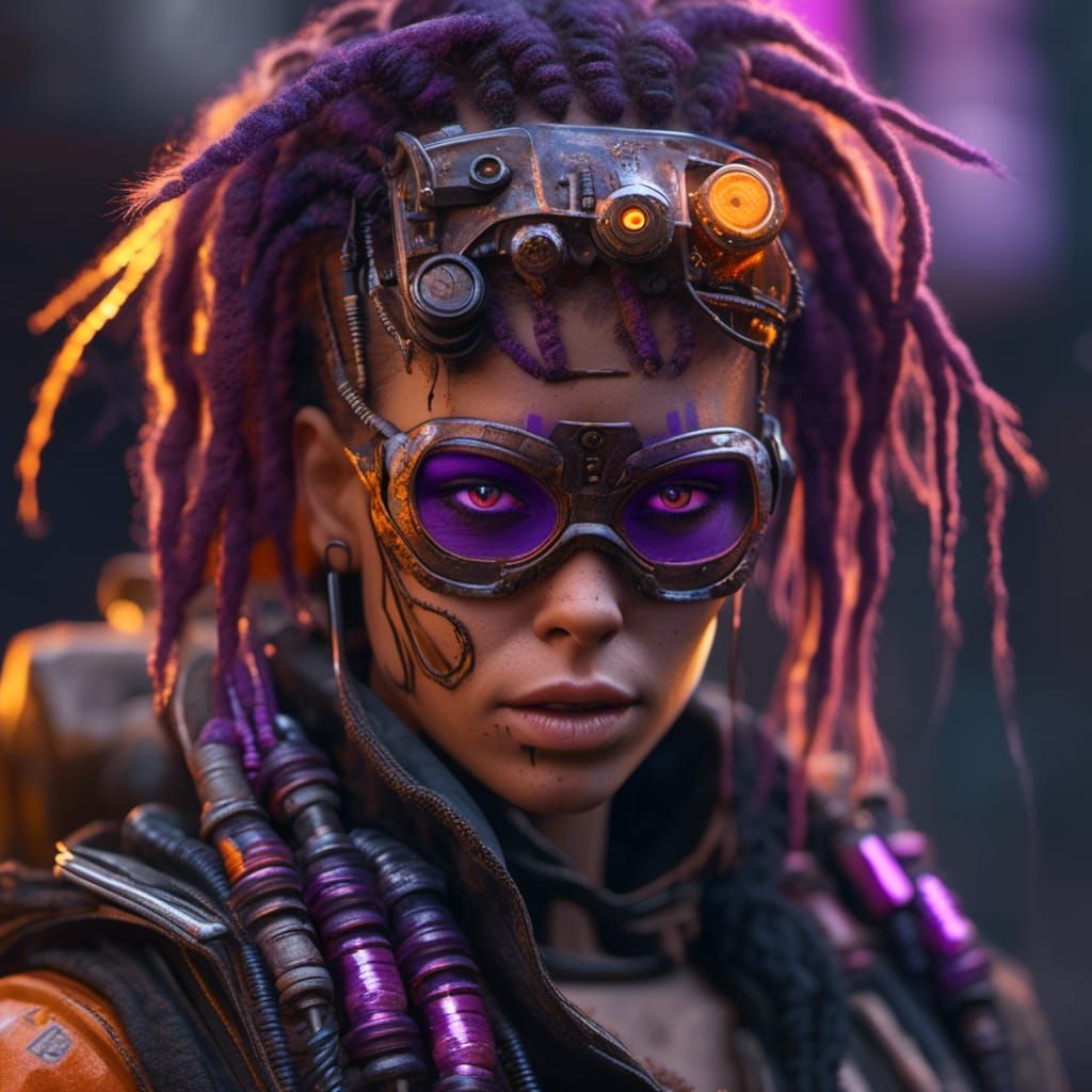 Cyberpunk Portrait in Dark Art Style, Detailed 8K