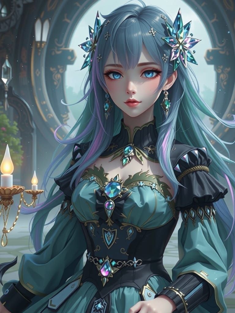 Anime Sea Witch on Floating Crystal Island