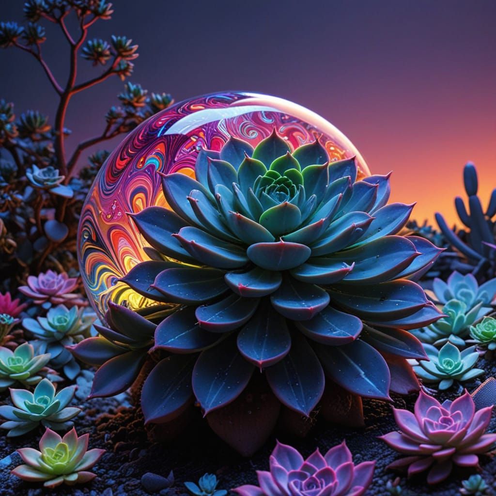 Vibrant Succulent Geometric Art