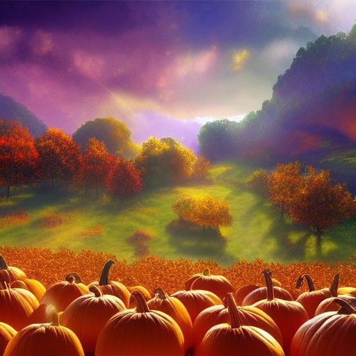 Vivid Pumpkin Patch in Autumn Light