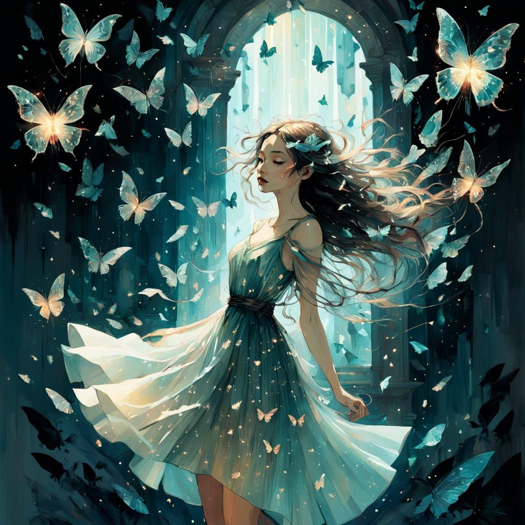 Enchanting Whimsy: A Delicate Girl in a Dreamlike Portal