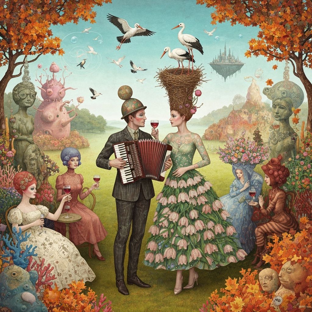 Surreal Underwater Garden Party in Klimt Style