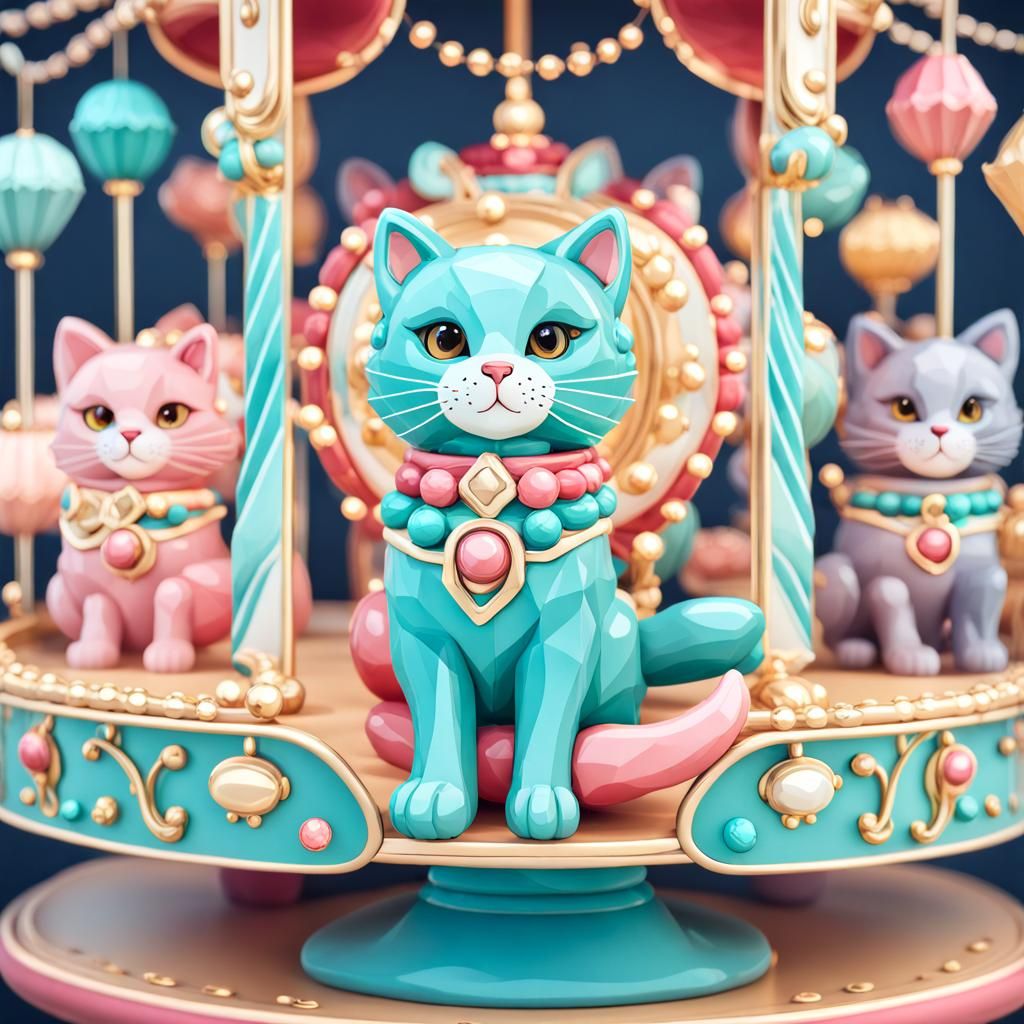 Crystal Cat Carnival Carousel in Candy Colors