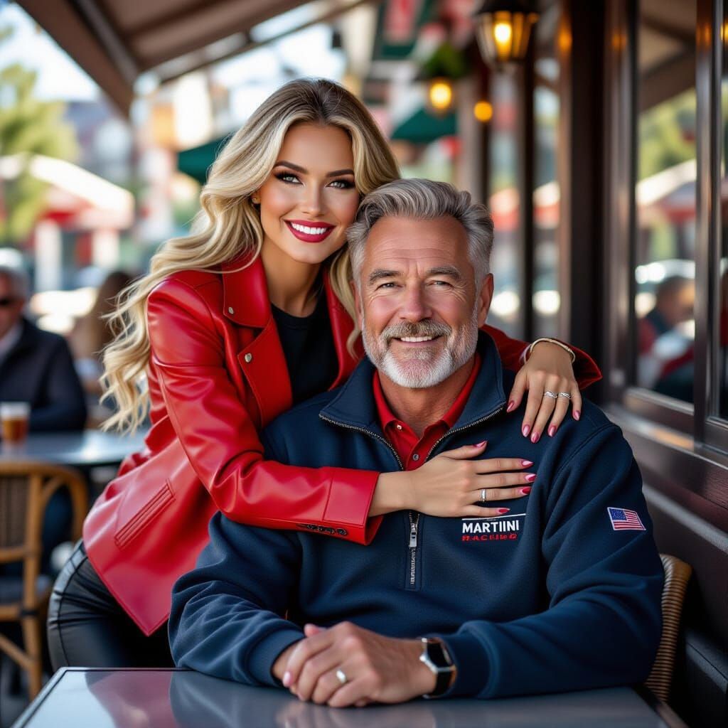 Cheryl Ladd Lookalike Pinup and Father at Cafe