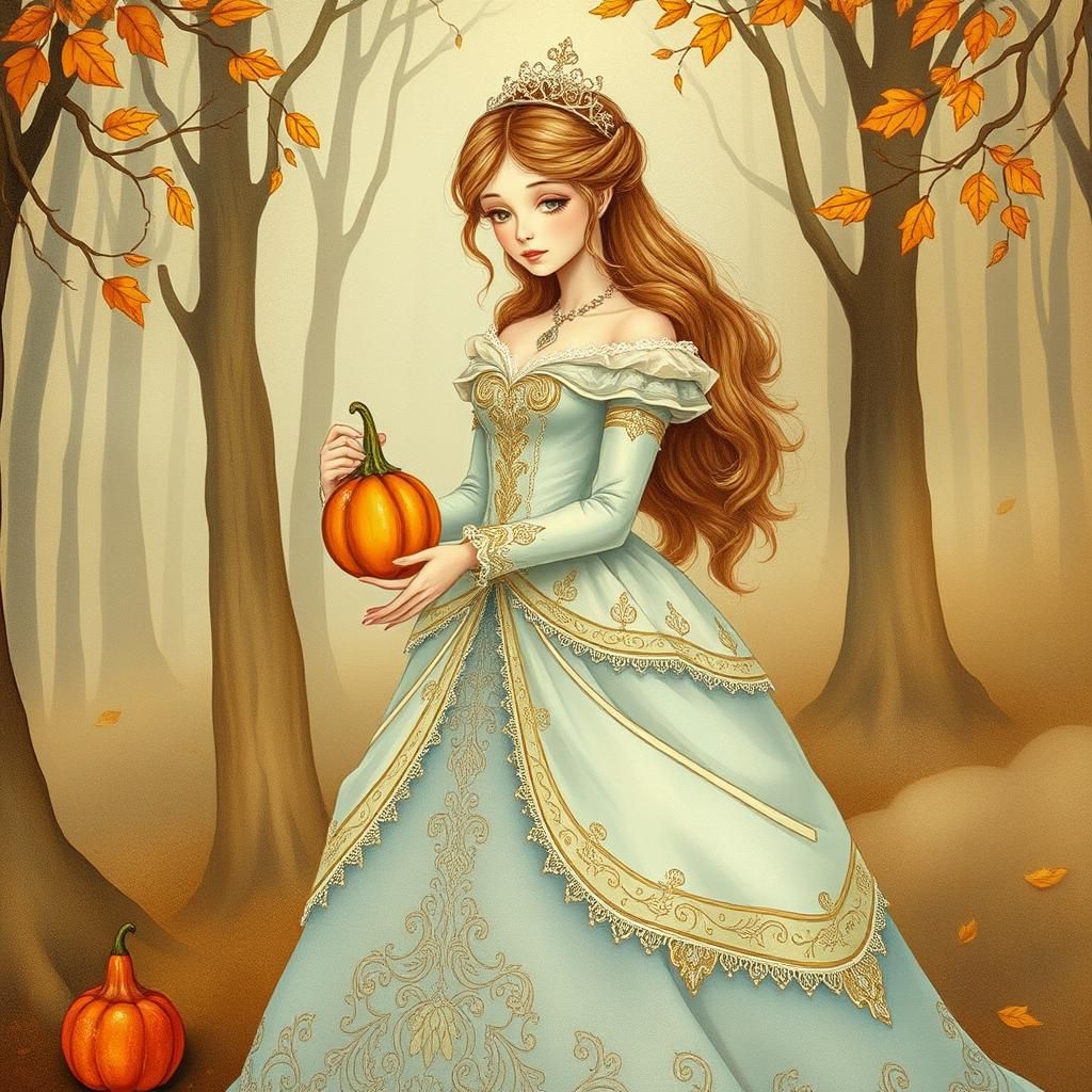Cinderella with Gourd in Art Nouveau Style