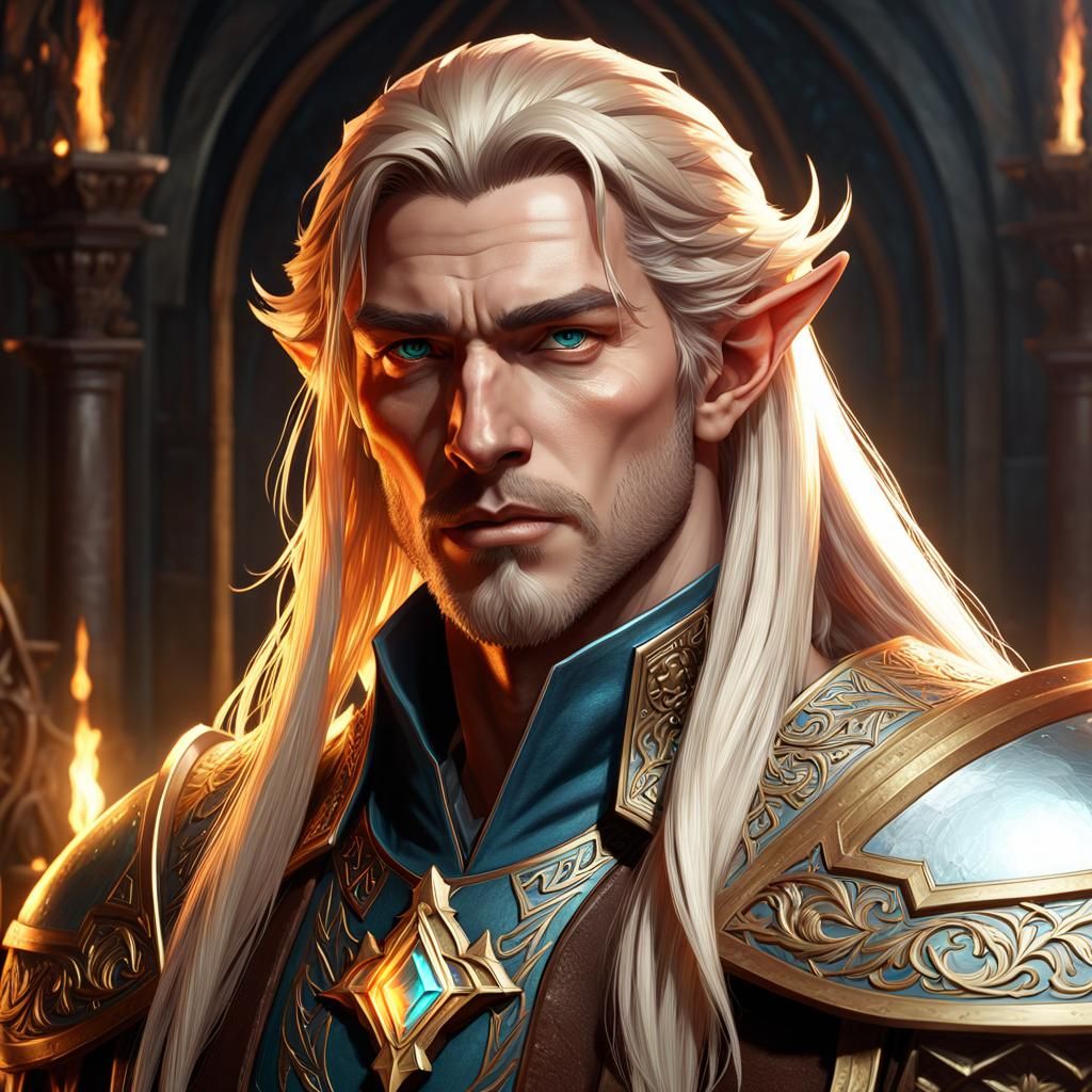 Half-Elf Cleric Portrait in Detailed Digital Art Style