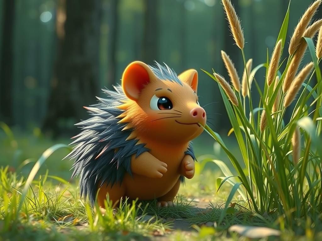Stylized Guinea Pig Pokémon in Lush Forest, Cell-Shaded 3D