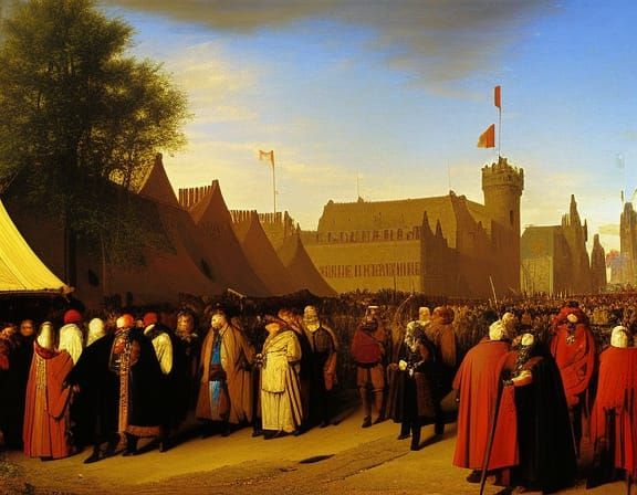 Medieval market scene