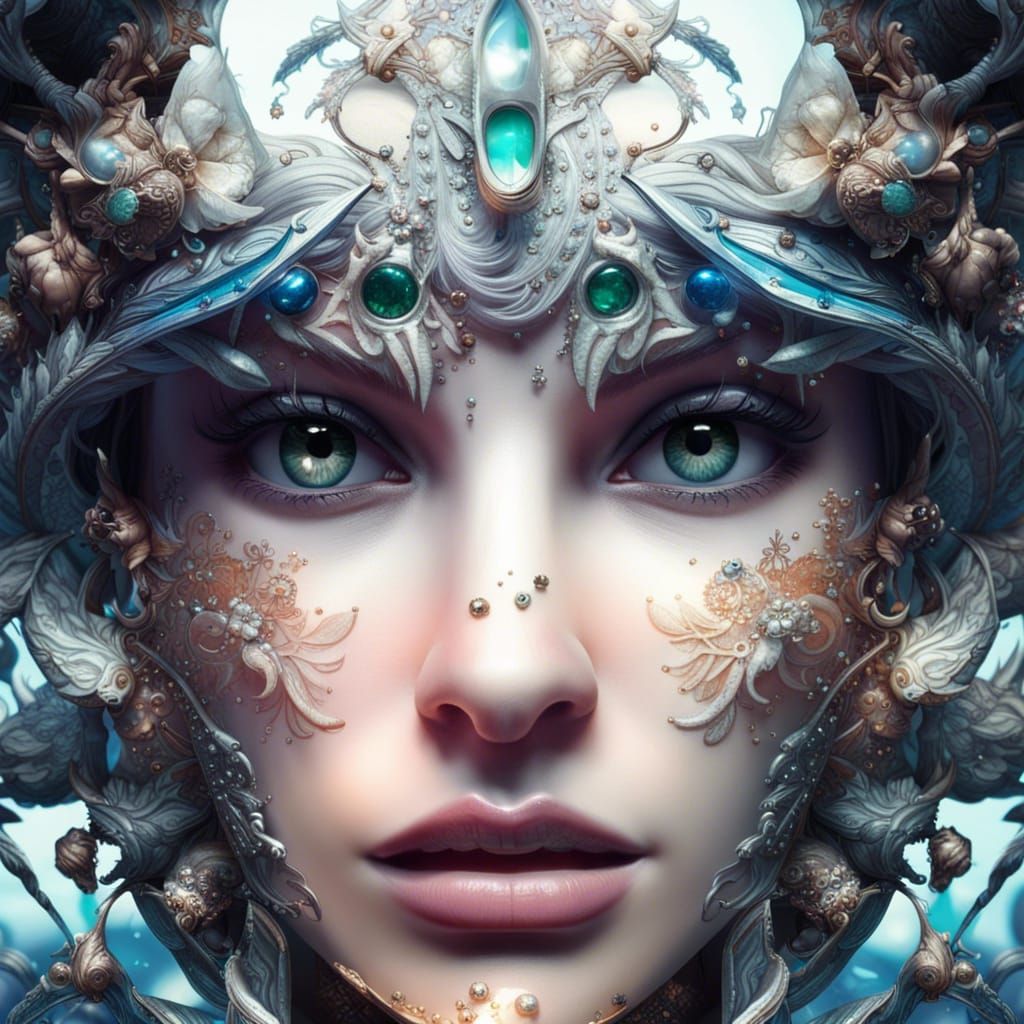 Eerie Beauty in Silver Jewelry: Digital Art