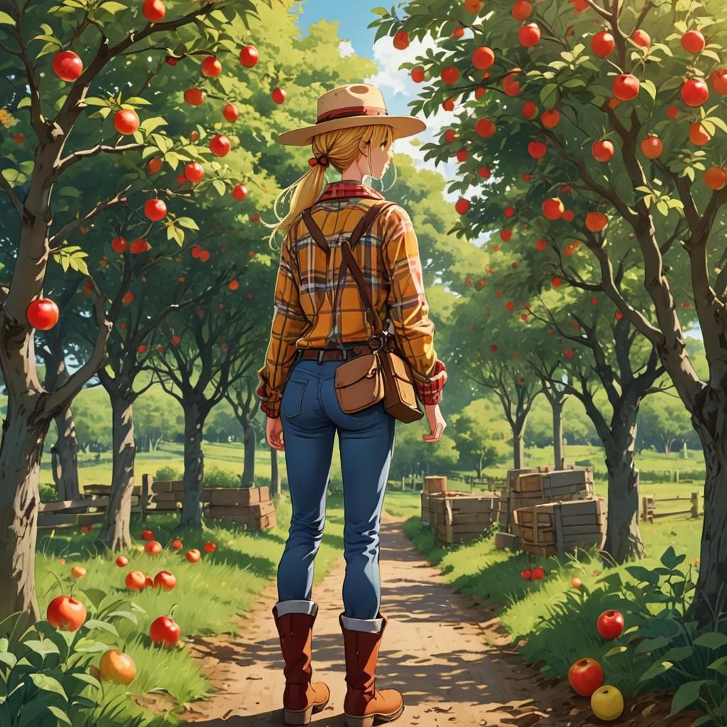 Girl in Orchard: Studio Ghibli Anime Key Visual