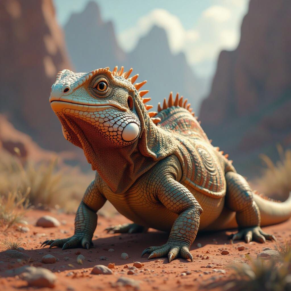 Fantastic Camel-Nosed Lizard in Matte Painting Style