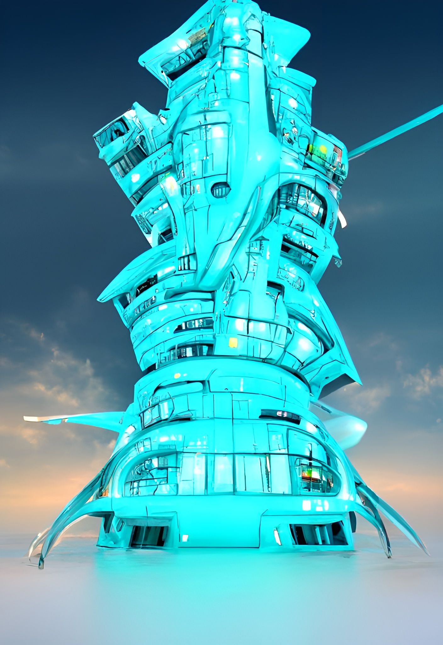 Cyberpunk Cityscape with Futuristic Architecture in 3D Rende...