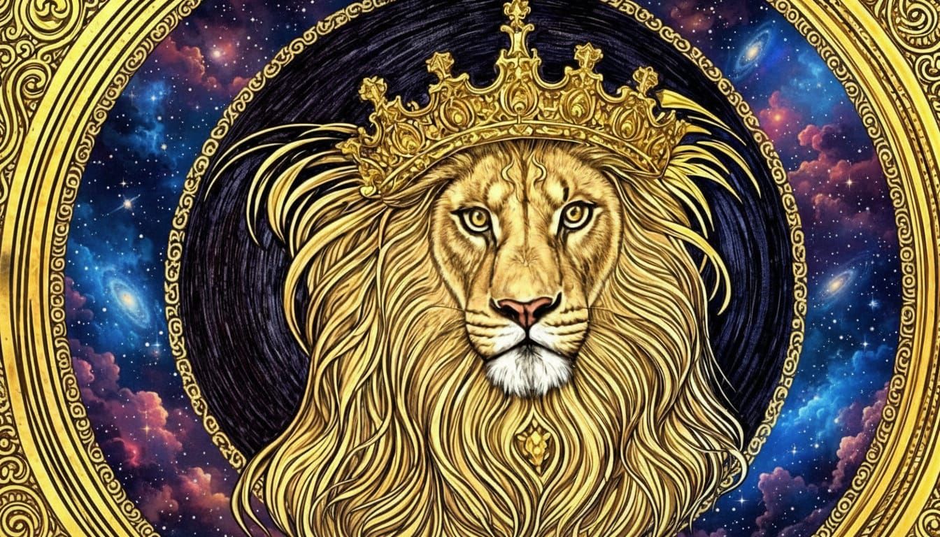 Regal Lion Portrait in Art Nouveau Style